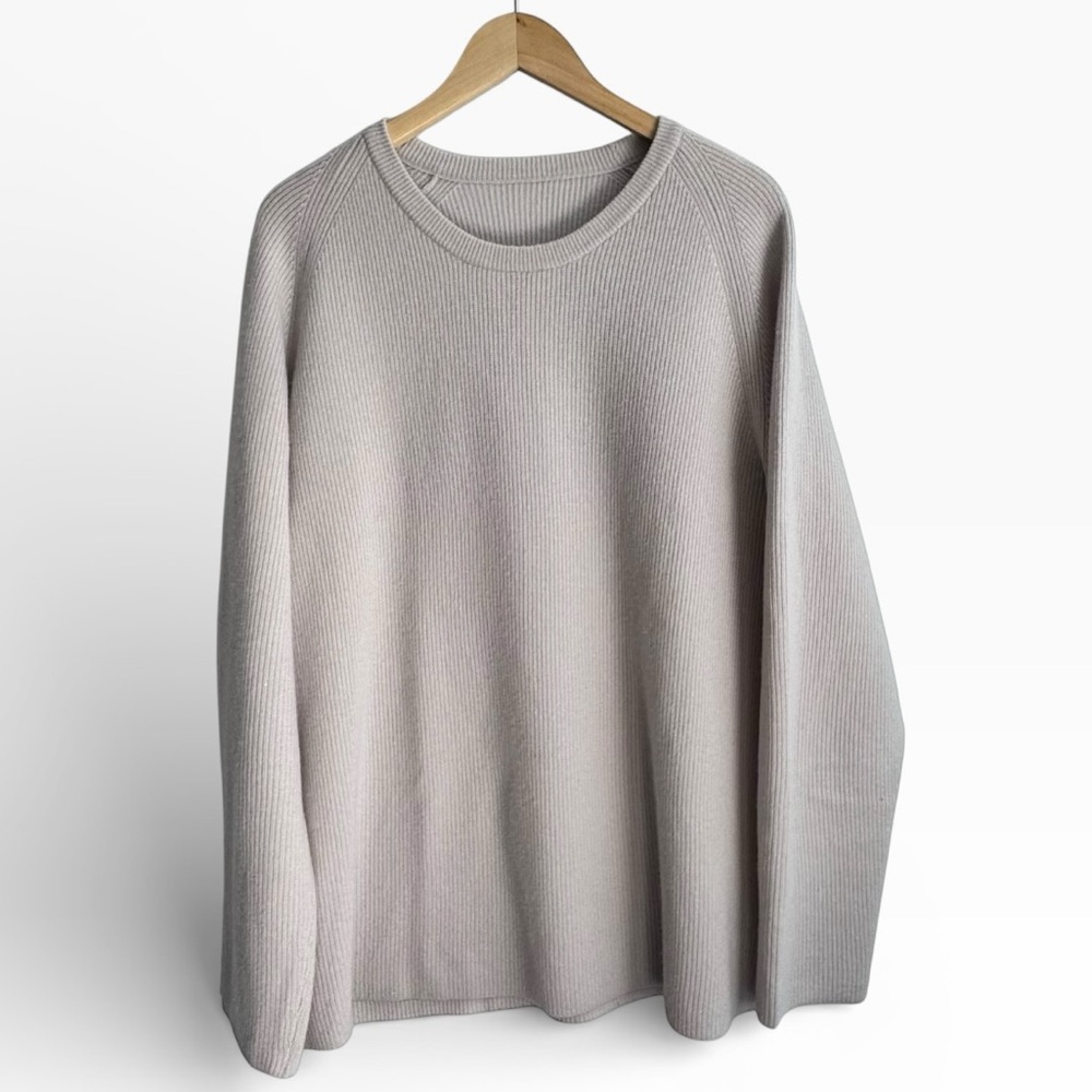 Theory Men’s Enzo Ribbed 100% Cashmere Crewneck Sweater In Oatmeal XXL